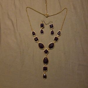 Purple necklace and earrings